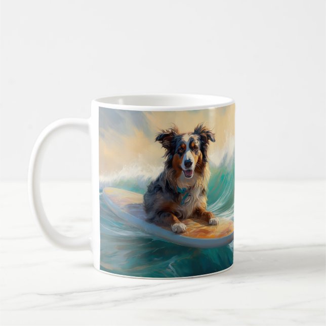 Australiensisk herde Strand Surfning Måleri Kaffemugg (Vänster)