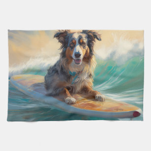 Australiensisk herde Strand Surfning Måleri Kökshandduk