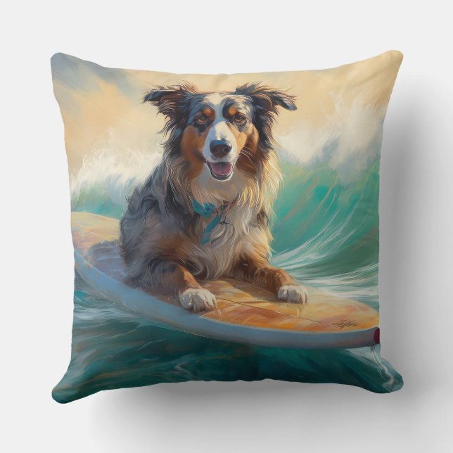 Australiensisk herde Strand Surfning Måleri Kudde (Baksida)