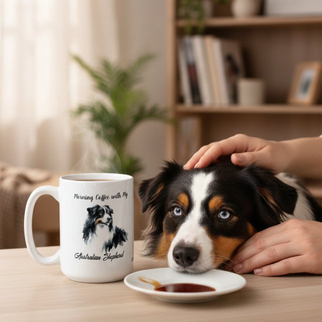 Australiensisk Herde Vattenfärgspersonaliseera Magisk Mugg (Skapare uppladdad)