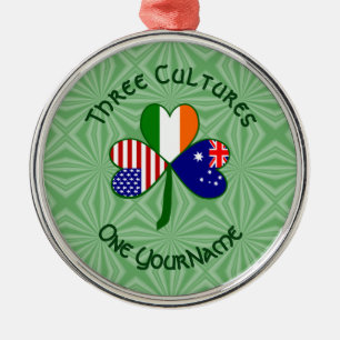 Australiensisk irländsk amerikansk Shamrock Flagga Julgransprydnad Metall