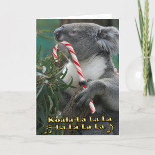 Australiensisk julKoala med candy cane Helgkort