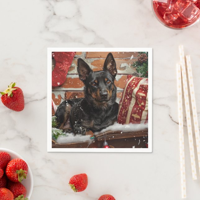 Australiensisk Kelpie Hund Jul Festlig Pappersservett (Insitu)