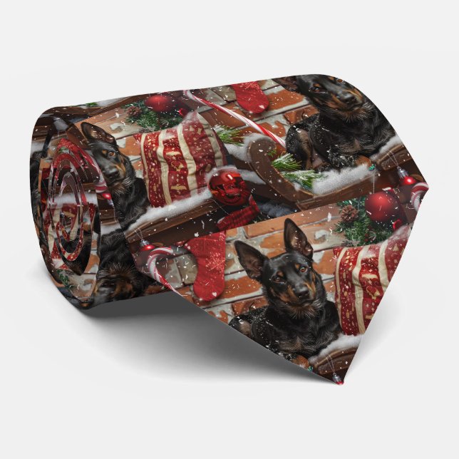 Australiensisk Kelpie Hund Jul Festlig Slips (Rullad)