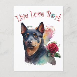 Australiensisk Kelpie Hund Mamma Blommig Vykort