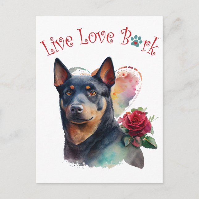 Australiensisk Kelpie Hund Mamma Blommig Vykort (Framsida)