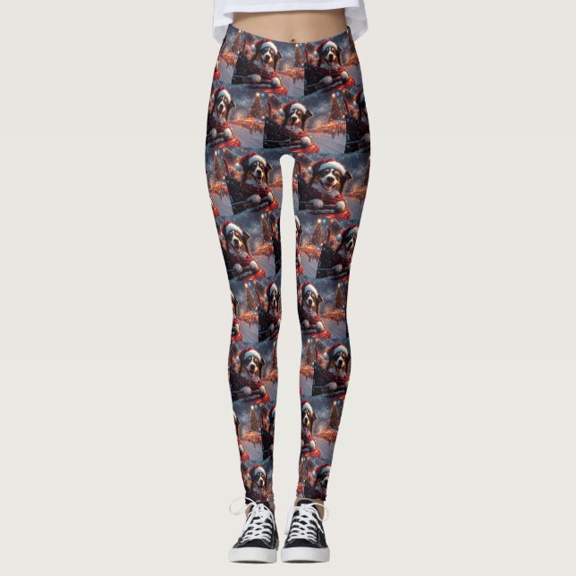 Australiensisk Kelpie Hund Rullande Berg Jul Leggings (Framsida)