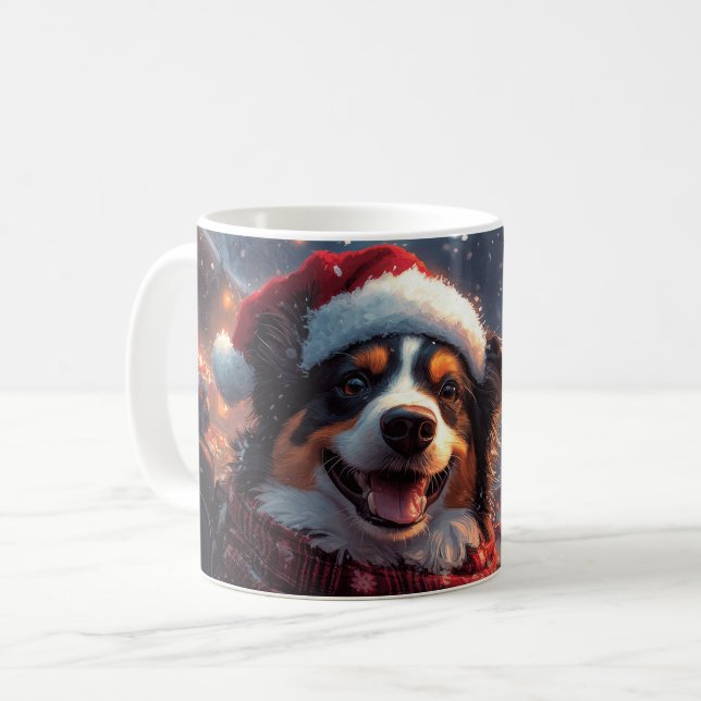 Australiensisk Kelpie Hund Rulltrappa Jul Kaffemugg (Framsida vänster)
