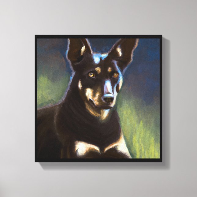 Australiensisk Kelpie - Hundporträtt Canvastryck (Framsida)