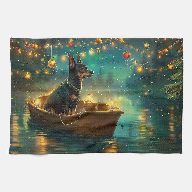 Australiensisk Kelpie Jul Firande Seglats Kökshandduk (Horisontell)