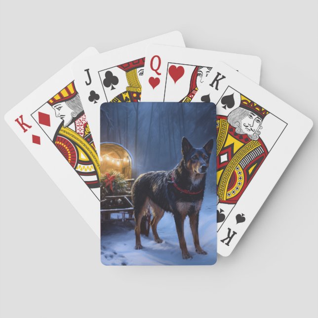 Australiensisk Kelpie Snösläd Juldekoration  Casinokort (Baksidan)