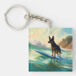 Australiensisk Kelpie Strand Surfing Målning