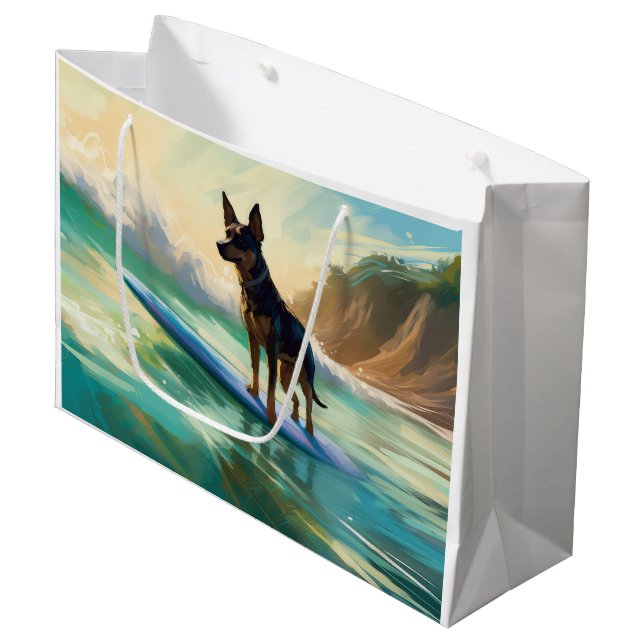 Australiensisk Kelpie Strand Surfing Målning (Framsidan Vinklad)