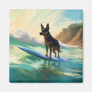 Australiensisk Kelpie Strand Surfing Målning Magnet
