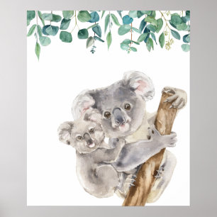 Australiensisk Koala Mamma och Bebis Dispensär Poster