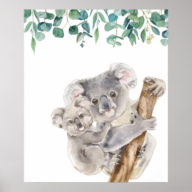 Australiensisk Koala Mamma och Bebis Djurhem Poster (Framsidan)