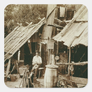 Australiensisk malmletare, c.1880s (sepiafotoet) fyrkantigt klistermärke