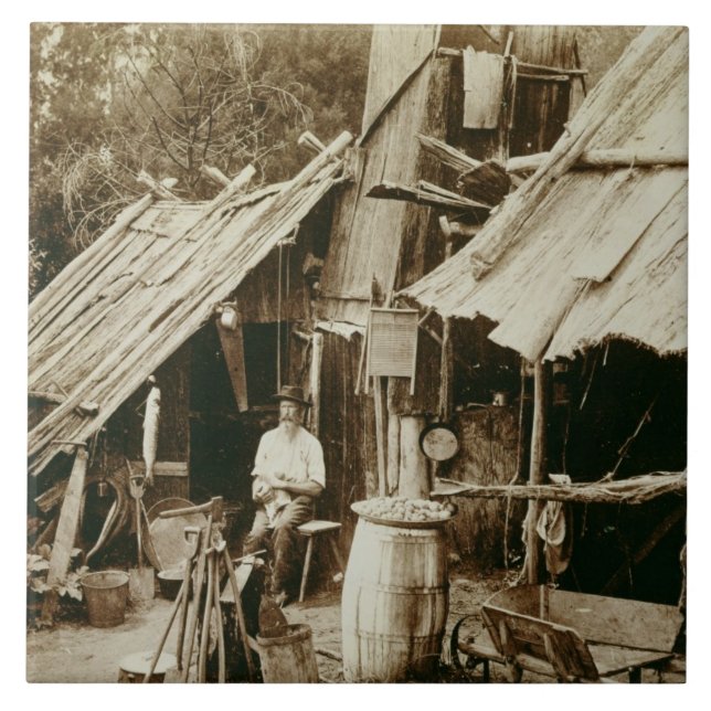 Australiensisk malmletare, c.1880s (sepiafotoet) kakelplatta (Framsidan)