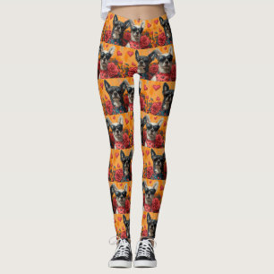 Australiensisk Nötkreatur Med Hjärtrosor Alla Hjär Leggings