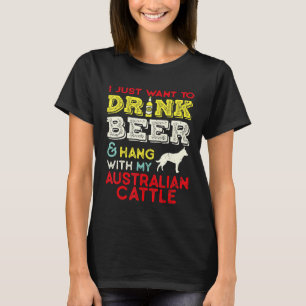 Australiensisk Nötkreatur Pappa Dricker Öl Hänger  T Shirt