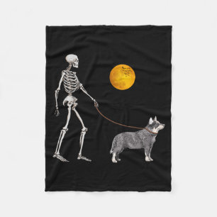 Australiensisk Nötkreatur Skelett Hund Går Hallowe Fleecefilt