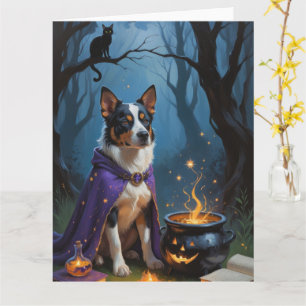 Australiensisk nötkreatur Whimsical Halloween-måln Kort