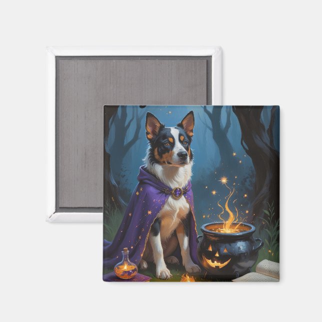 Australiensisk nötkreatur Whimsical Halloween-måln Magnet (Front/Back)