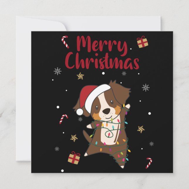 Australiensisk Shepherd God Jul Vinter Inbjudan (Framsida)