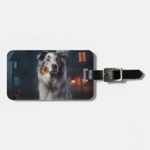 Australiensisk Shepherd Halloween Skräckinjagande Bagagebricka