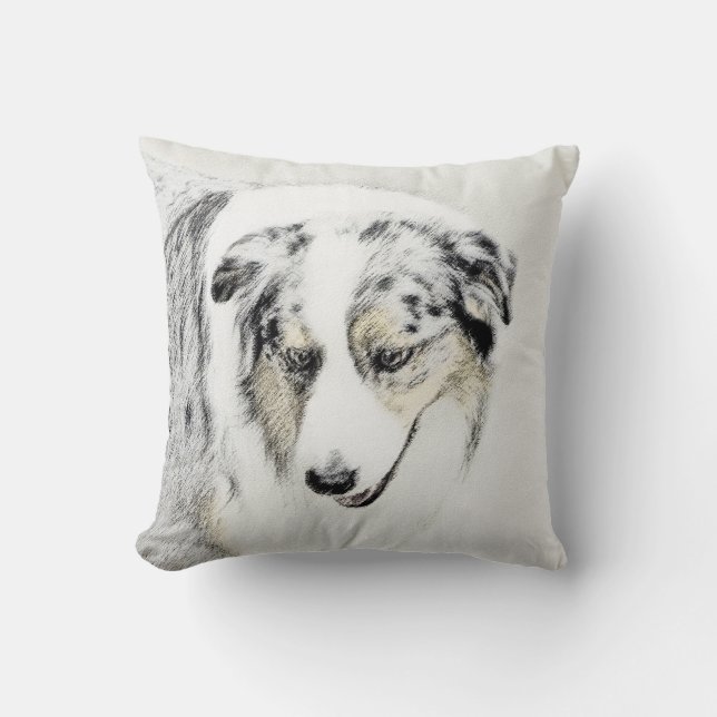 Australiensisk Shepherd-målning - Original konst o Kudde (Framsida)