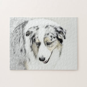 Australiensisk Shepherd-målning - Original konst o Pussel