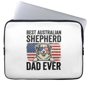 Australiensisk Shepherd Pappa Patriotisk Vintage Laptop Fodral