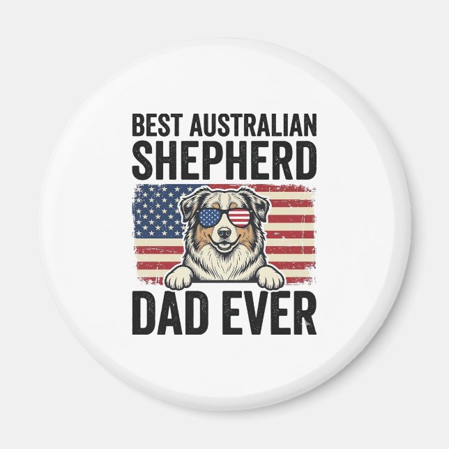 Australiensisk Shepherd Pappa Patriotisk Vintage Magnet (Framsidan)