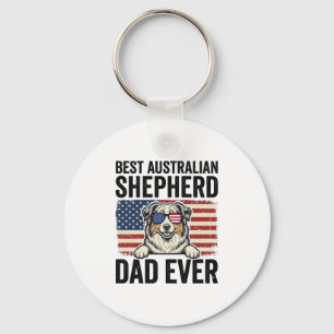 Australiensisk Shepherd Pappa Patriotisk Vintage Nyckelring