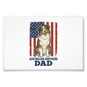 Australiensisk Shepherd Pappa Patriotisk Vintage V Fototryck
