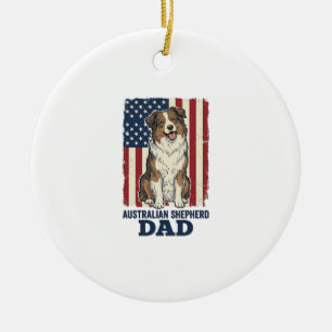 Australiensisk Shepherd Pappa Patriotisk Vintage V Julgransprydnad Keramik