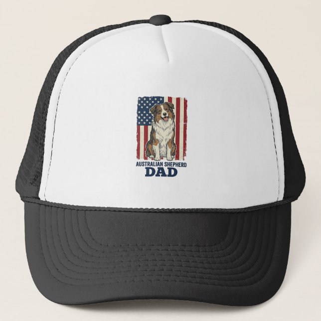 Australiensisk Shepherd Pappa Patriotisk Vintage V Keps (Framsida)