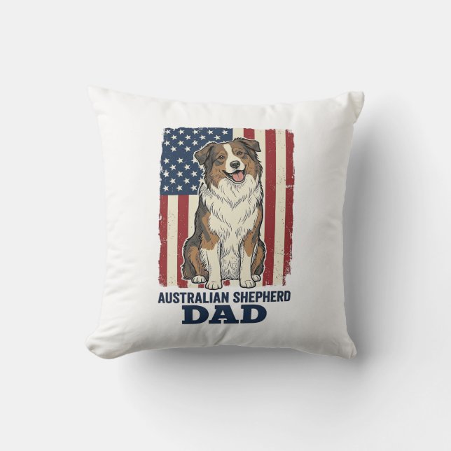 Australiensisk Shepherd Pappa Patriotisk Vintage V Kudde (Framsida)