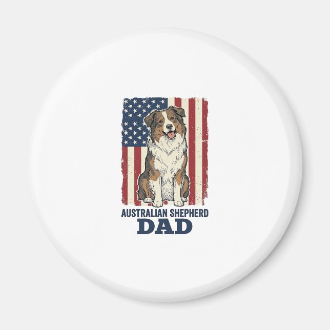 Australiensisk Shepherd Pappa Patriotisk Vintage V Magnet (Framsidan)