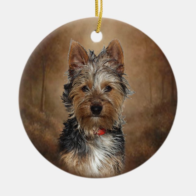 Australiensisk silkeslen Terrier Julgransprydnad Keramik (Framsidan)