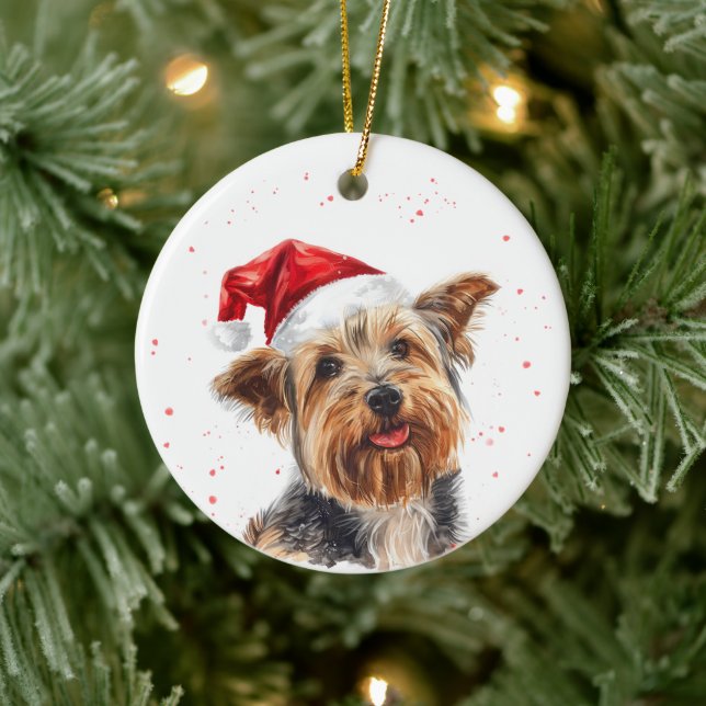 Australiensisk Silky Terrier Jul Personlig Julgransprydnad Keramik (Träd)