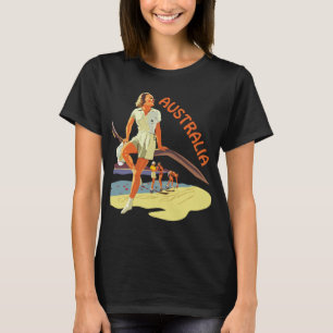 Australiensisk strandflicka retro resor t shirt