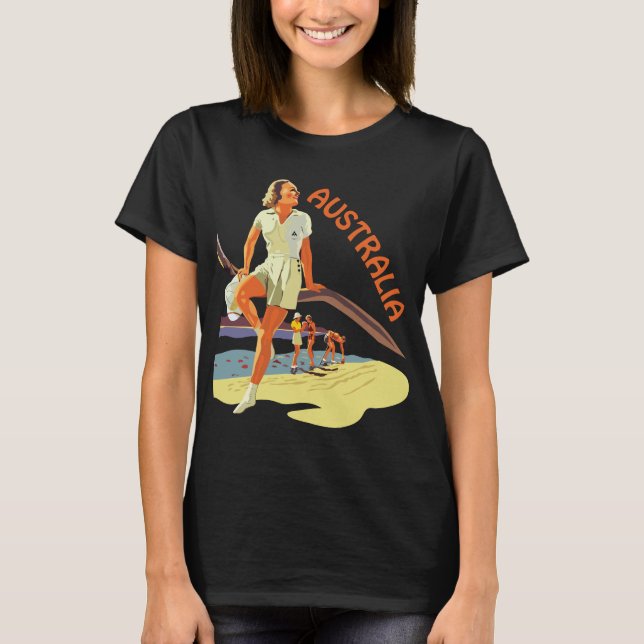 Australiensisk strandflicka retro resor t shirt (Framsida)