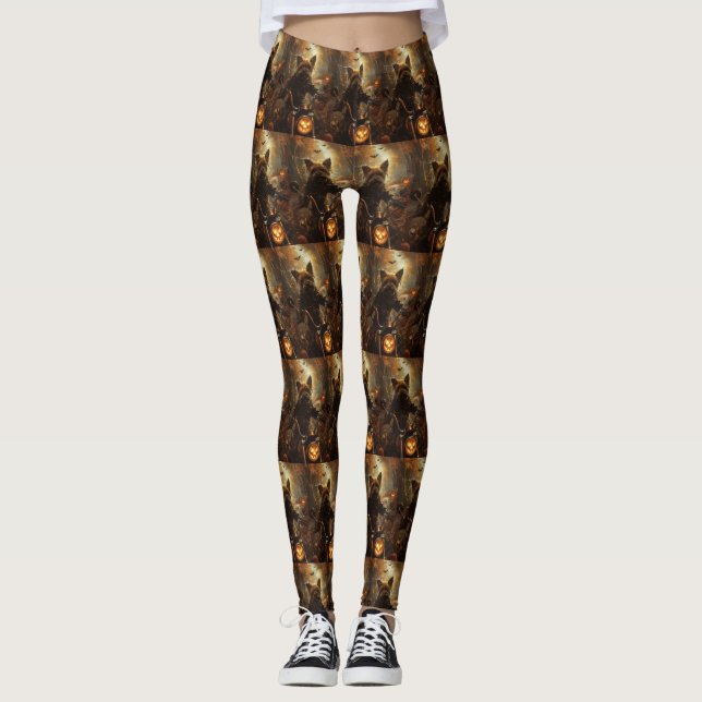 Australiensisk terrier kör motorcykel Halloween Leggings (Framsida)