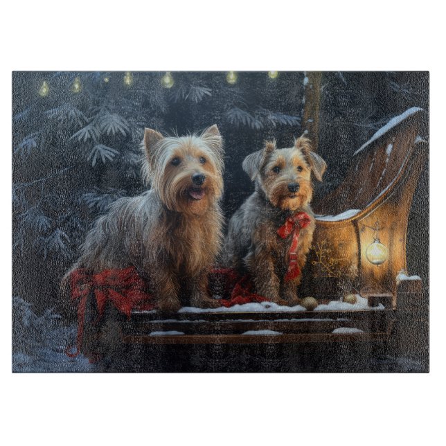 Australiensisk terrier Snöig släde Juldekoration (Framsidan)
