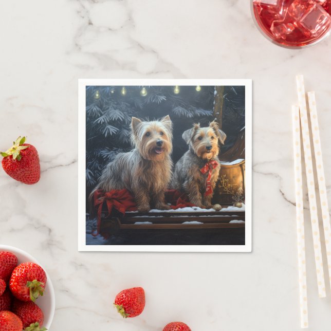 Australiensisk terrier Snöig släde Juldekoration Pappersservett (Insitu)