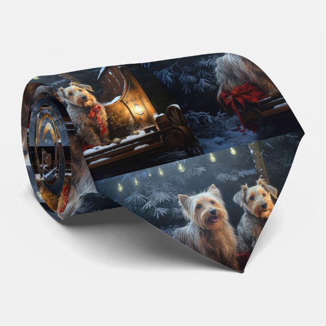 Australiensisk terrier Snöig släde Juldekoration Slips (Rullad)