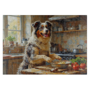 Australiensisk terrier som lagar mat i köket