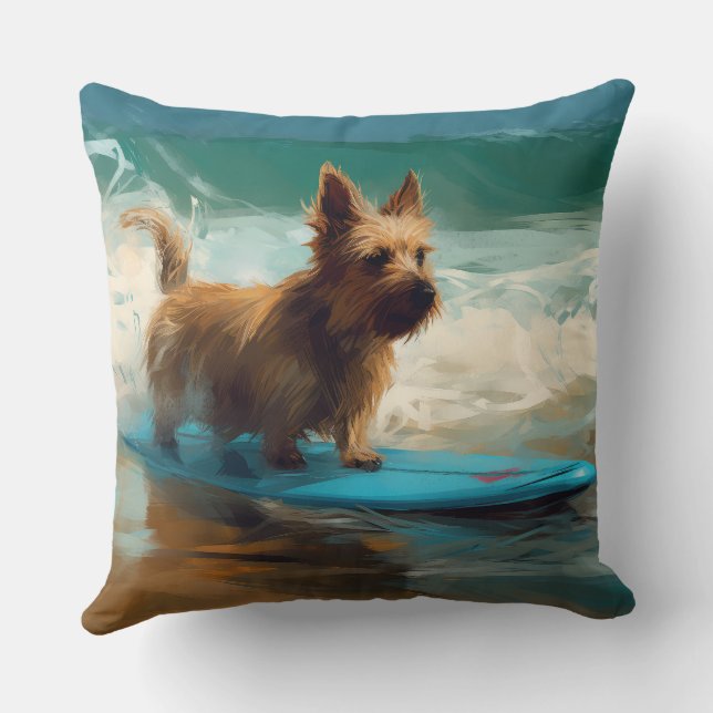 Australiensisk terrier strand surfing målning kudde (Baksida)
