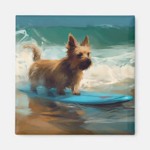 Australiensisk terrier strand surfing målning magnet